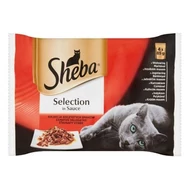Állateledel alutasakos SHEBA Selection macskáknak 4-pack húsos marha-bárány-csirke-pulyka válogatás 4x85 g