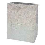 Dísztasak CREATIVE Special Hologram L 26x32x12 cm egyszínű ezüst sodort füles