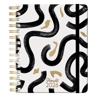 Határidőnapló PLANALL Midi B/6 heti spirálos keményfedelű gumis Black on white 2026. Határidőnapló PLANALL Midi B/6 heti spirálos keményfedelű gumis Black on white 2026.