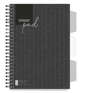 Spirálfüzet vonalas STREET Pad A/5 100 lapos regiszteres fekete