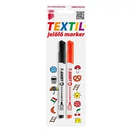 Textilmarker ICO T-Shirt slim M fekete+piros 2 darabos