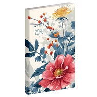 Zsebnaptár REALSYSTEM Flexi álló fehér lapos Floral 2026.