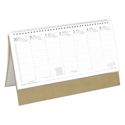 Asztali naptár kép nélküli TOPTIMER T051 álló fehér lapos bézs 2026.