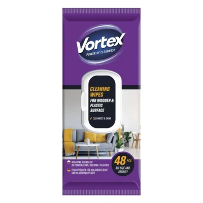 Bútorápoló törlőkendő VORTEX nedves 48 darabos