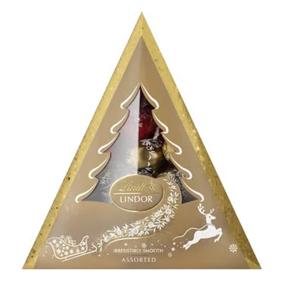 Csokoládé LINDT Lindor Xmas tree vegyes golyók arany karácsonyi díszdobozban 125 g
