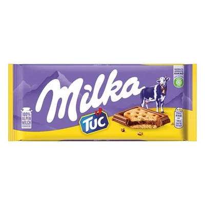 Csokoládé MILKA TUC Alpesi tejcsokoládés-Sós krékeres 87 g