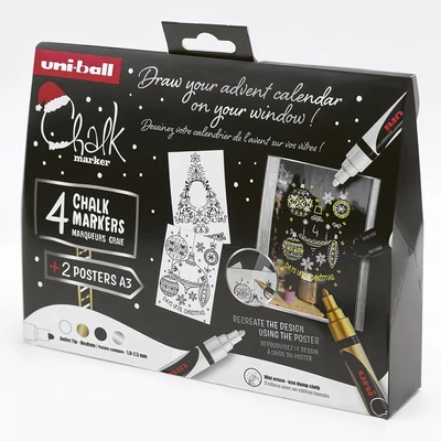 Folyékony kréta UNI PWE-5M Karácsonyi kiadás Elegáns színek 4 darabos