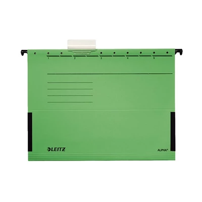 Függőmappa oldalvédelemmel LEITZ Alpha Standard A/4 karton zöld 25 darabos