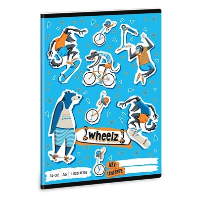 Füzet vonalas ARS UNA A/5 32 lapos 14-32 1. osztályos Wheelz
