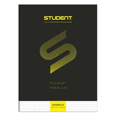 Füzet kockás ICO Student Black Prémium A/4 80 lapos
