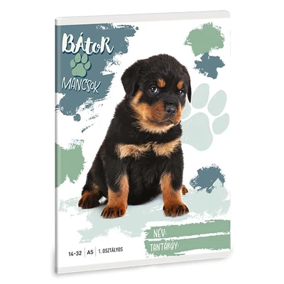 Füzet vonalas ARS UNA A/5 32 lapos 14-32 1. osztályos Bátor mancsok-Rottweiler