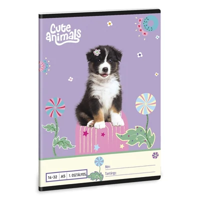 Füzet vonalas ARS UNA A/5 32 lapos 14-32 1.osztályos Cute Animals-Aussie