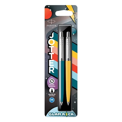 Golyóstoll PARKER Royal Jotter Glam rock 70 kék/sárga ezüst klipsz 2 darabos