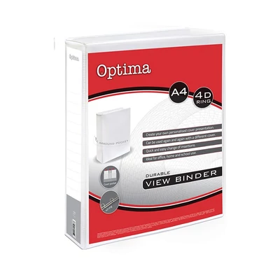 Gyűrűskönyv OPTIMA panorámás A/4 4 gyűrű 38mm fehér