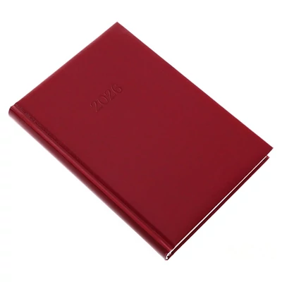 Határidőnapló REALSYSTEM Standard A/5 napi fehér lapos bordó 2026.