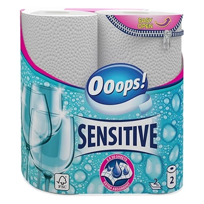 Kéztörlő tekercses háztartási OOOPS! Sensitive 2  tekercses 2 rétegű