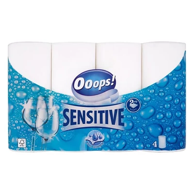 Kéztörlő tekercses háztartási OOOPS! Sensitive 4 tekercses 2 rétegű