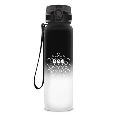 Kulacs ARS UNA műanyag matt BPA-mentes motivációs ombre 1 liter Black & White