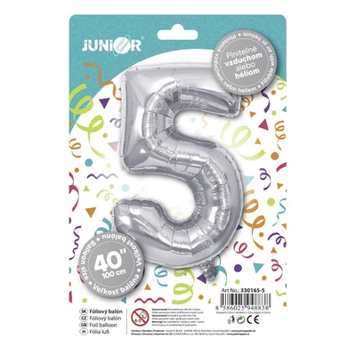 Lufi JUNIOR szülinapos 5-ös szám 100 cm ezüst