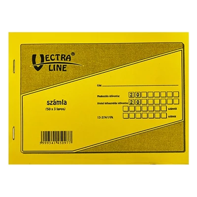 Nyomtatvány számlatömb VECTRALINE A/5 50x3 fekvő 1 áfás Nyomtatvány számlatömb VECTRALINE A/5 50x3 fekvő 1 áfás