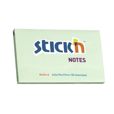Öntapadós jegyzettömb STICK`N 76x127mm pasztell zöld 100 lap