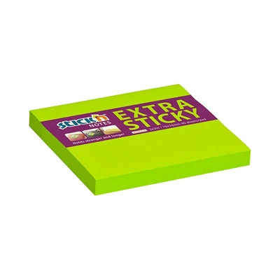 Öntapadós jegyzettömb STICK`N extra erős 76x76mm neon zöld 90 lap