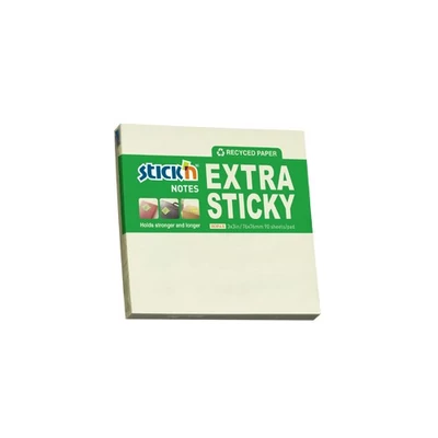Öntapadós jegyzettömb STICK`N extra erős 76x76mm újrahasznosított pasztell sárga 90 lap