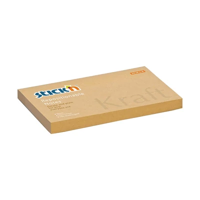 Öntapadós jegyzettömb STICK`N kraft notes 76x127mm natúr barna 100 lap