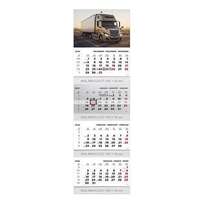 Speditőr naptár TOPTIMER T073 4 tömbös 4 havi Kamion 2026.