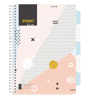 Spirálfüzet kockás STREET Pad A/4 100 lapos regiszteres színes mintás