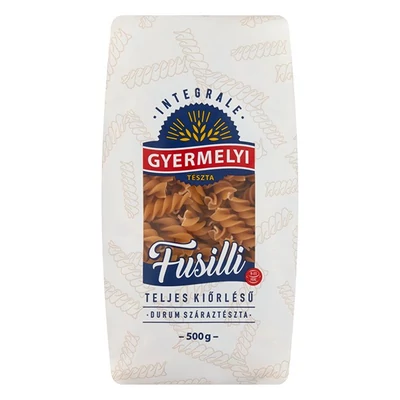 Száraztészta fusilli GYERMELYI teljes kiőrlésű durum 500 g