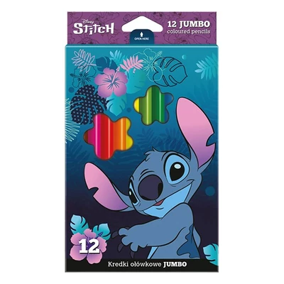 Színes ceruza COOLPACK Lilo és Stitch jumbo háromszögletű  12 darabos kék dobozos