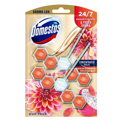 Toalett öblítő DOMESTOS Aroma Lux Dahlia Flower & Dragon Fruit 2x50 g