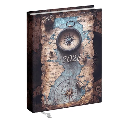 Zsebnaptár REALSYSTEM 2 Day B/6 kétnapos álló fehér lapos Térkép 2026.