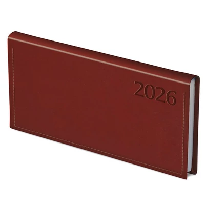 Zsebnaptár TOPTIMER Traditional T030 fekvő fehér lapos bordó 2026.