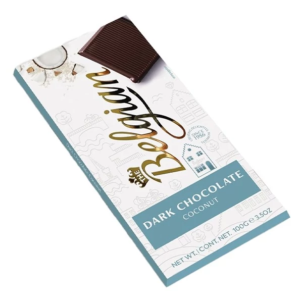 Csokoládé BELGIAN Dark Coconut kókuszos étcsokoládé 100 g