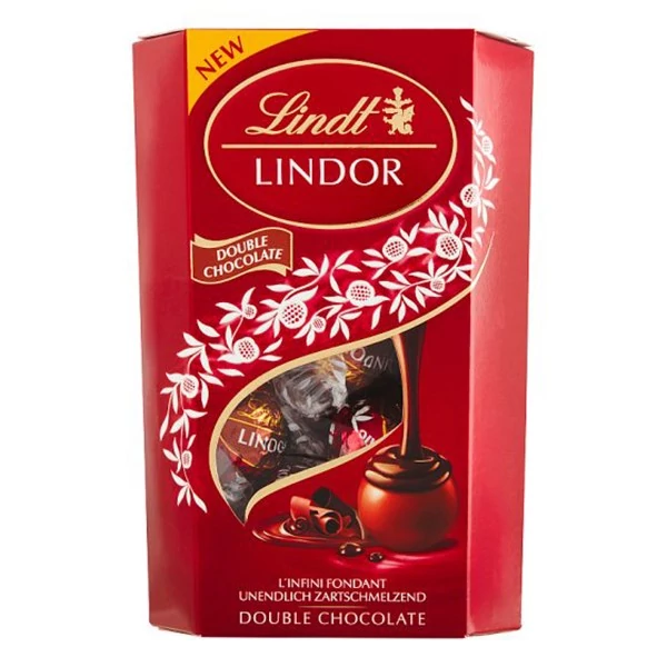 Csokoládé LINDT Lindor Double Chocolate csokoládé golyók díszdobozban 200 g