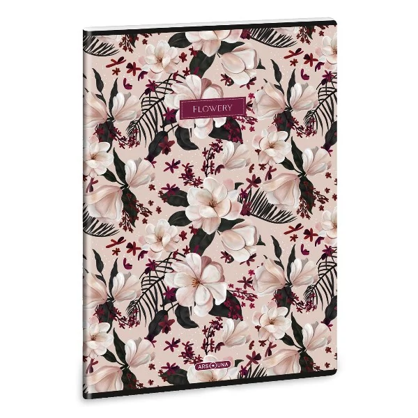 Füzet kockás ARS UNA A/4 40 lapos Extra kapcsos Flowery Pink