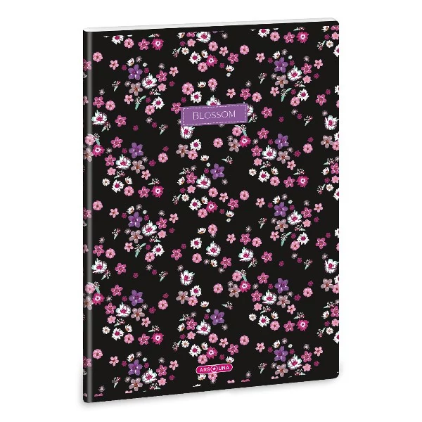 Füzet sima ARS UNA A/4 40 lapos Extra kapcsos Pearl Blossom Black