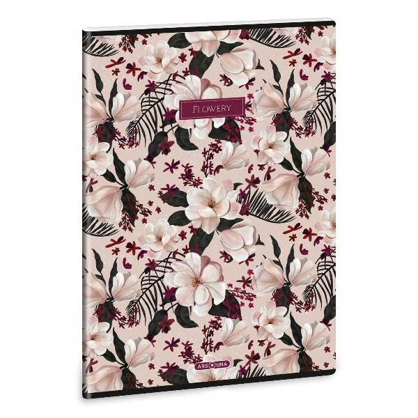 Füzet vonalas ARS UNA A/4 40 lapos Extra kapcsos Flowery Pink