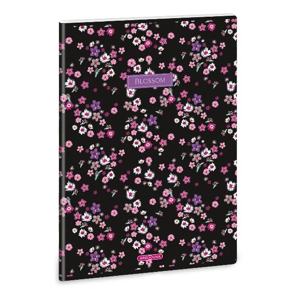 Füzet vonalas ARS UNA A/4 40 lapos Extra kapcsos Pearl Blossom Black