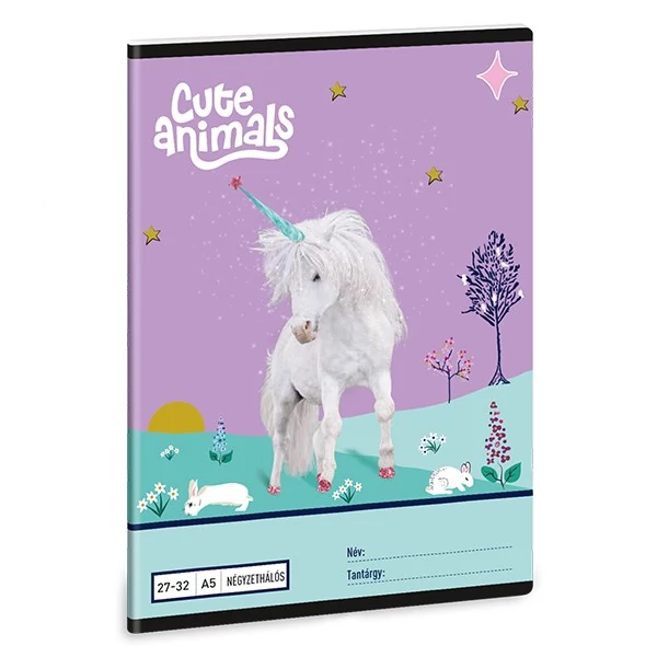 Füzet kockás ARS UNA A/5 32 lapos 27-32 Cute Animals-Unicorn