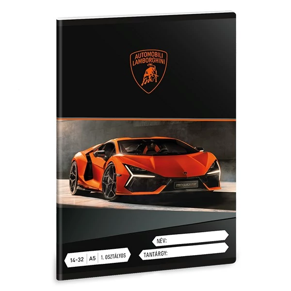 Füzet vonalas ARS UNA A/5 32 lapos 14-32 1. osztályos Lamborghini narancssárga