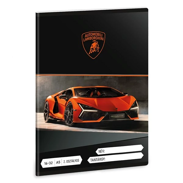 Füzet vonalas ARS UNA A/5 32 lapos 16-32 2. osztályos Lamborghini narancssárga
