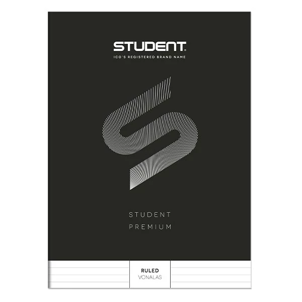 Füzet vonalas ICO Student Black Prémium A/4 80 lapos