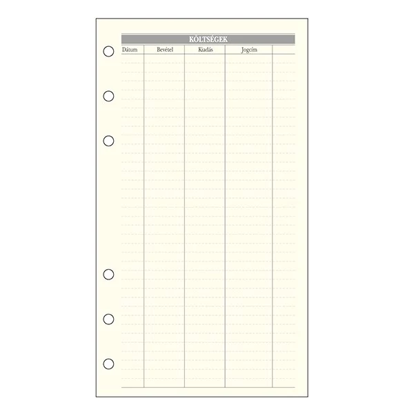 Gyűrűs kalendárium betét SATURNUS L365 kötségtervező sárga lapos 2026.