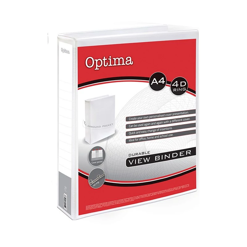 Gyűrűskönyv OPTIMA panorámás A/4 4 gyűrű 38mm fehér
