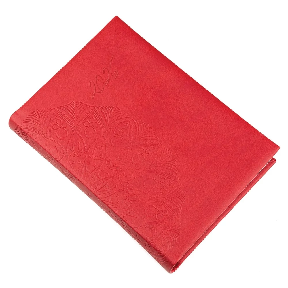 Határidőnapló REALSYSTEM Librobello B/6 napi fehér lapos piros 2026.