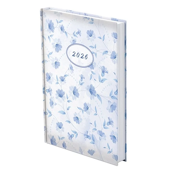 Határidőnapló TOPTIMER Joy J021 A/5 napi fehér lapos Kék virág 3D 2026.