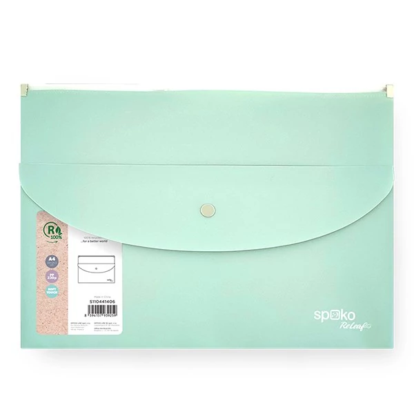 Irattasak SPOKO ReLeaf PP A/4 cipzáras és A/5 patentos SoftTouch menta zöld